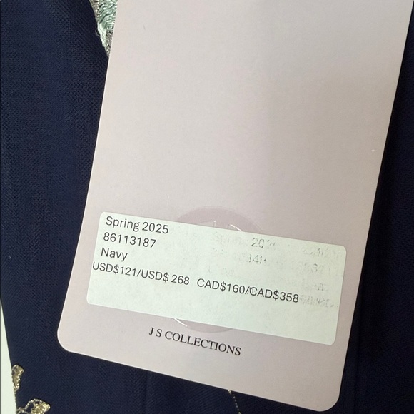 JS Collections Esmerelda Midi Cocktail Dress Navy Embroidered Fits Like Sz 6 NWT - Picture 6 of 6